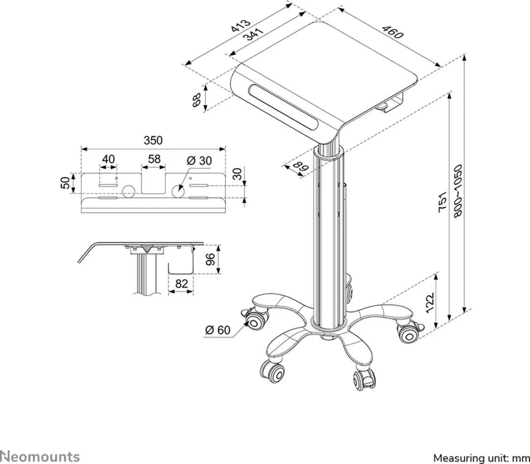 Neomounts MED-M050 Medisch Werkstation - Wit - afbeelding 6 van 6