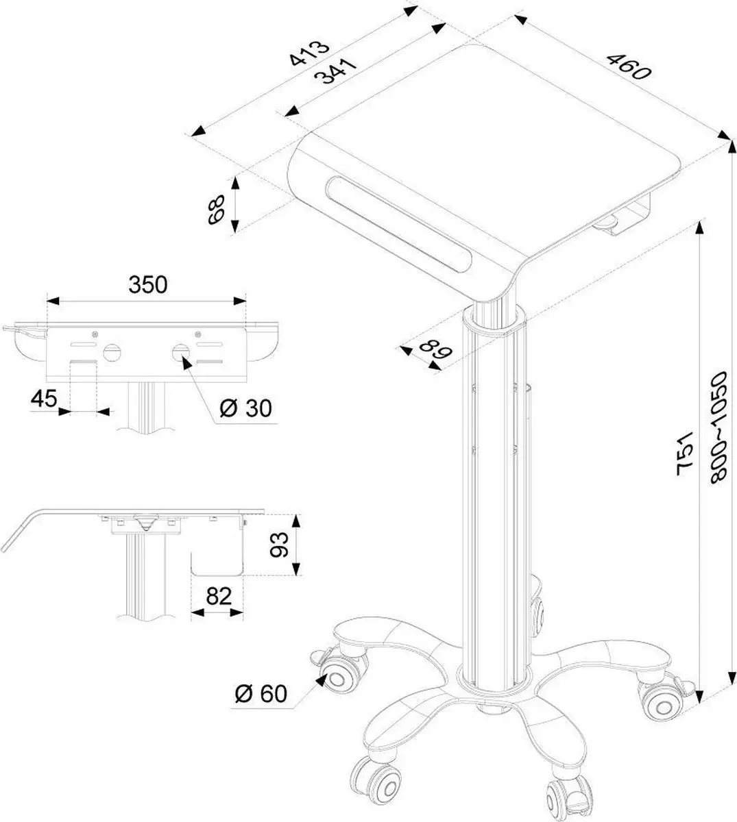 Neomounts MED-M050 werkstation voor laptop - wit