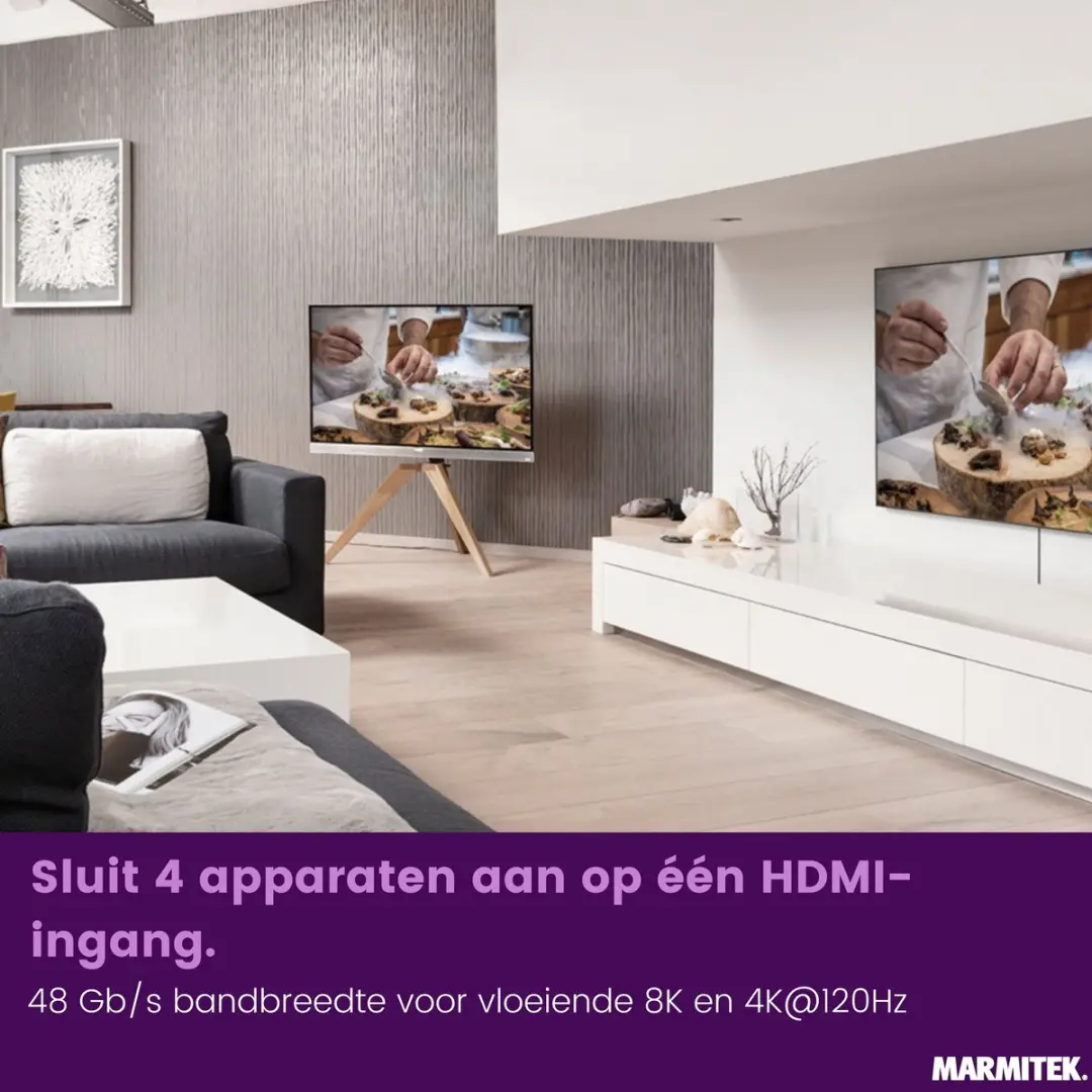 Marmitek Connect 740 HDMI Switch 4K 120Hz - 4 Ingangen 1 Uitgang