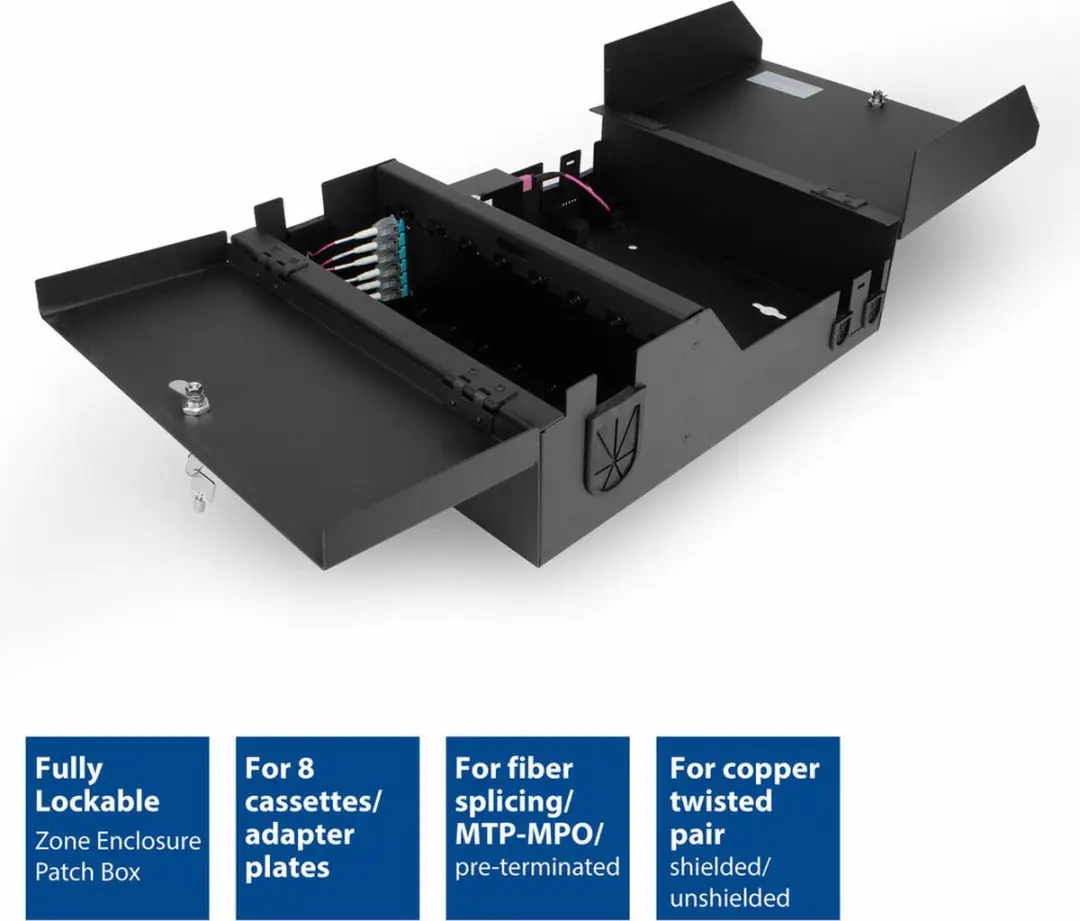 ACT FA2035 Afsluitbare Zone Enclosure Patchbox - 8 Slots - Zwart