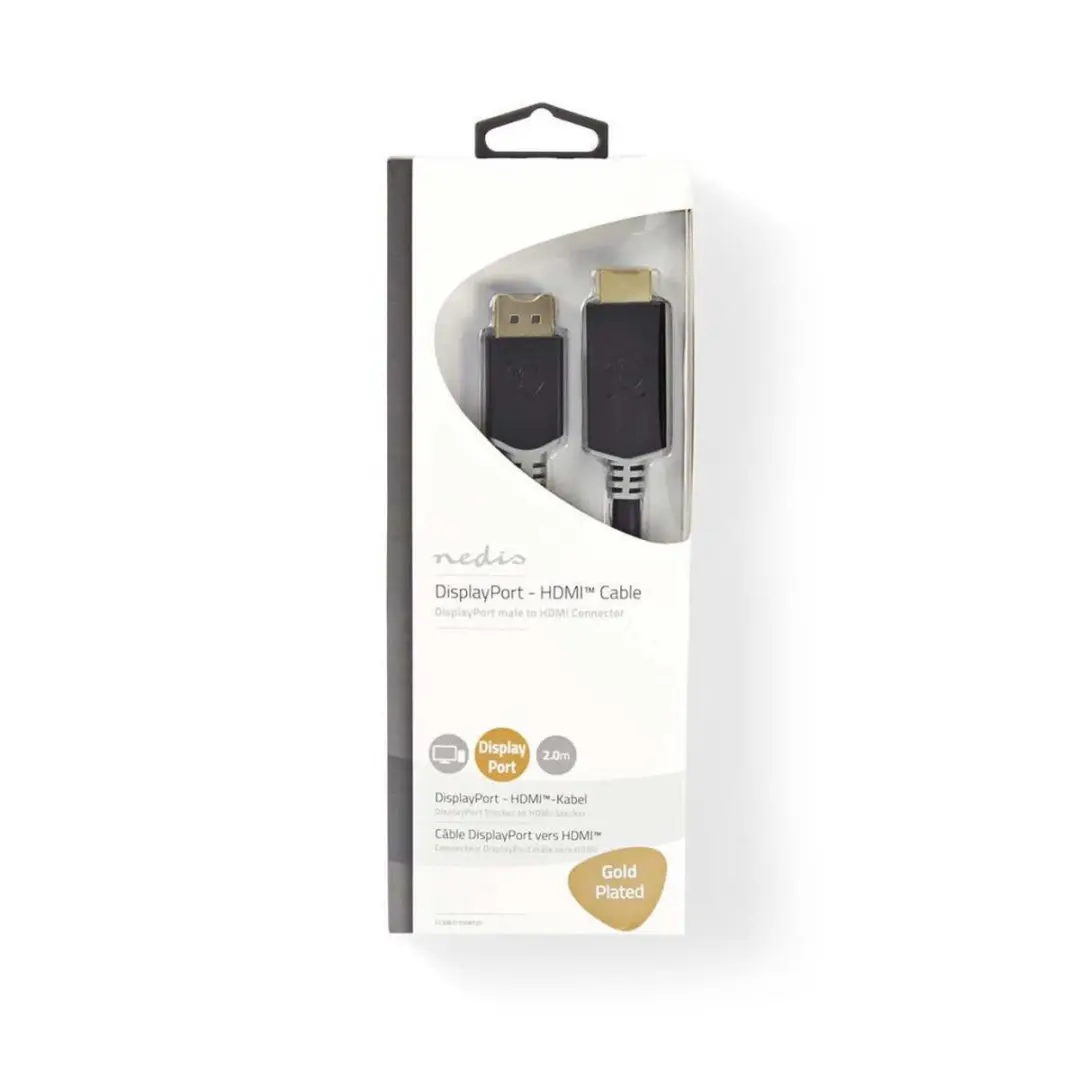 Nedis DisplayPort-HDMI Kabel 4K@30Hz 2m - Verguld - Antraciet