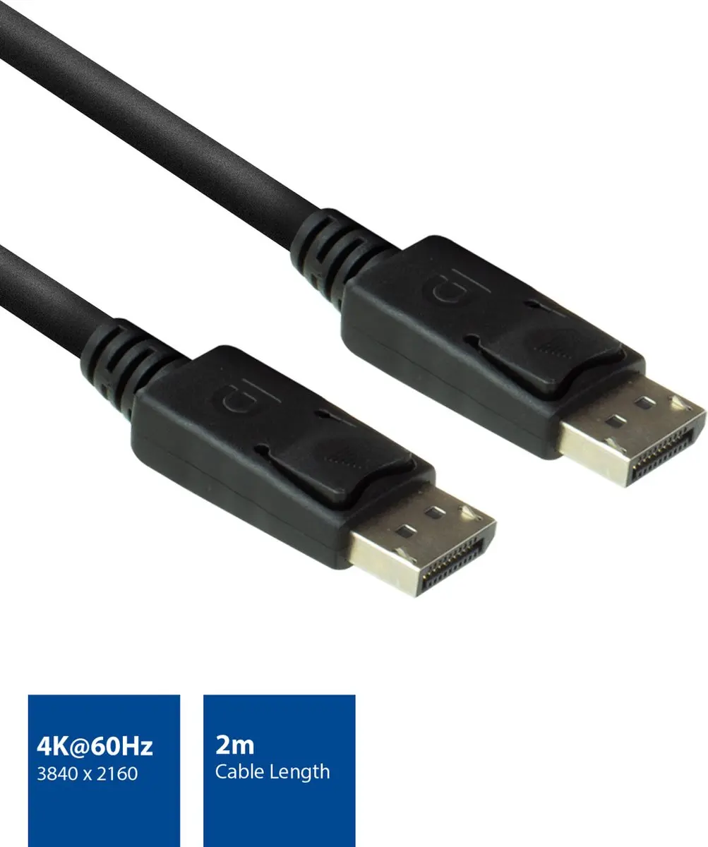 ACT DisplayPort Kabel AC3902 4K@60Hz - 2m - Zwart