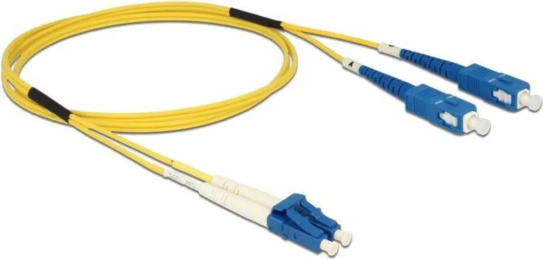 Delock LC naar SC Singlemode OS2 Kabel 1m - Geel