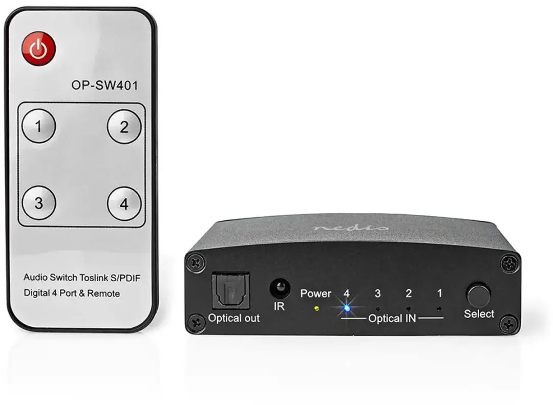 Nedis Digitale Audio-Switch ASWI2514BK - 4-wegs - Zwart