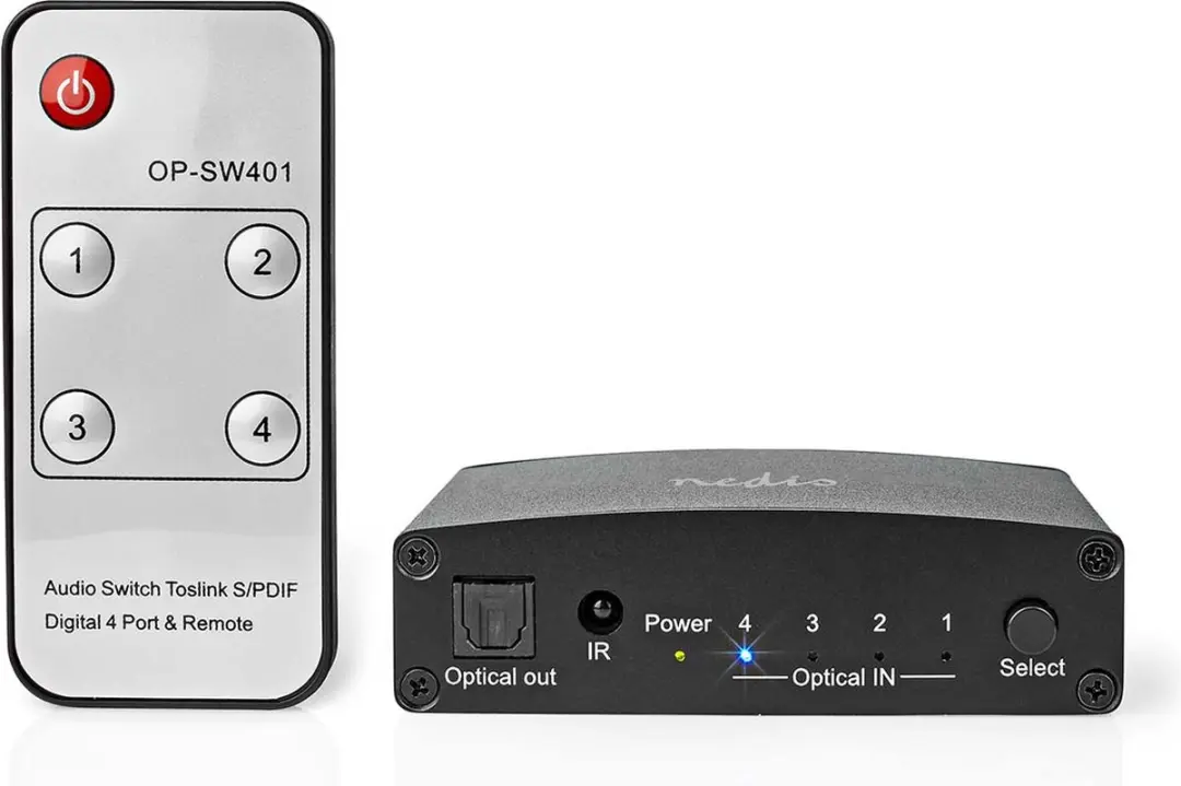 Nedis Digitale Audio-Switch ASWI2514BK - 4-wegs - Zwart