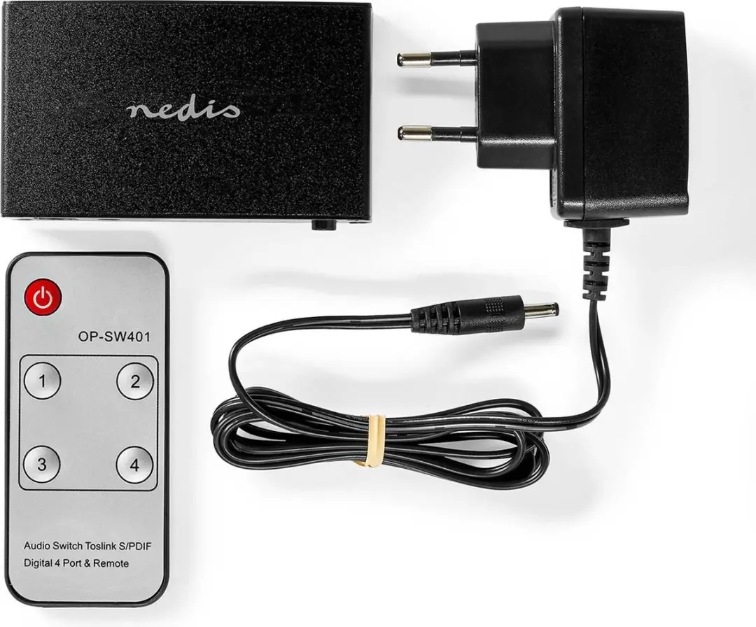 Nedis Digitale Audio-Switch ASWI2514BK - 4-wegs - Zwart