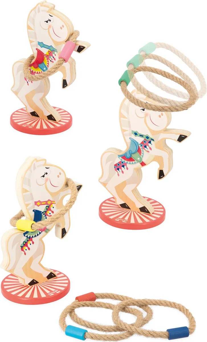 Janod Applepop Ringenspel Paarden - 3 Paarden 6 Touwen Multicolor