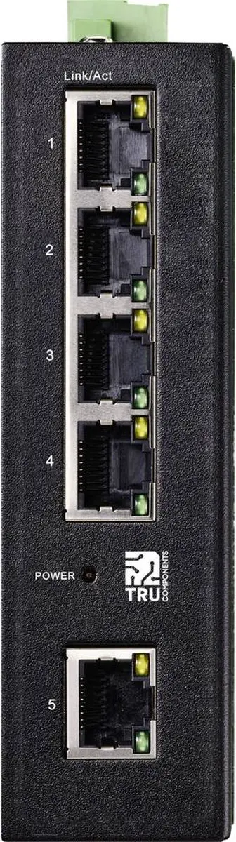 Tru Components TC-9744168 5-poorts Industrial Ethernet Switch - Zwart