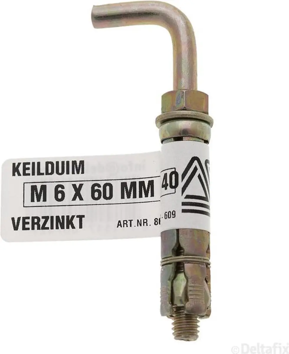 Deltafix Keilduimhaak M6x60x40 Verzinkt