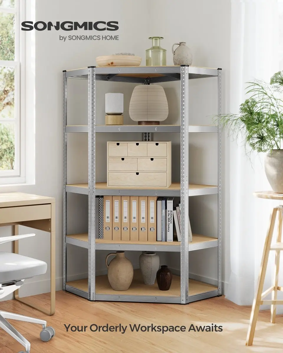 Songmics 5-laags Hoekrek - 875 kg - Zilver/Beige