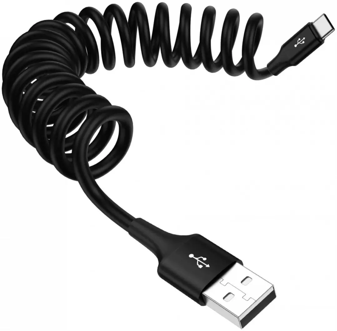 Selected SBG Universele USB-C Krulsnoer 1M - Zwart