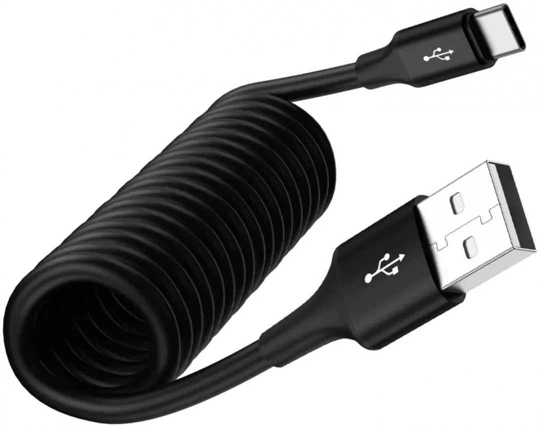 Selected SBG Universele USB-C Krulsnoer 1M - Zwart