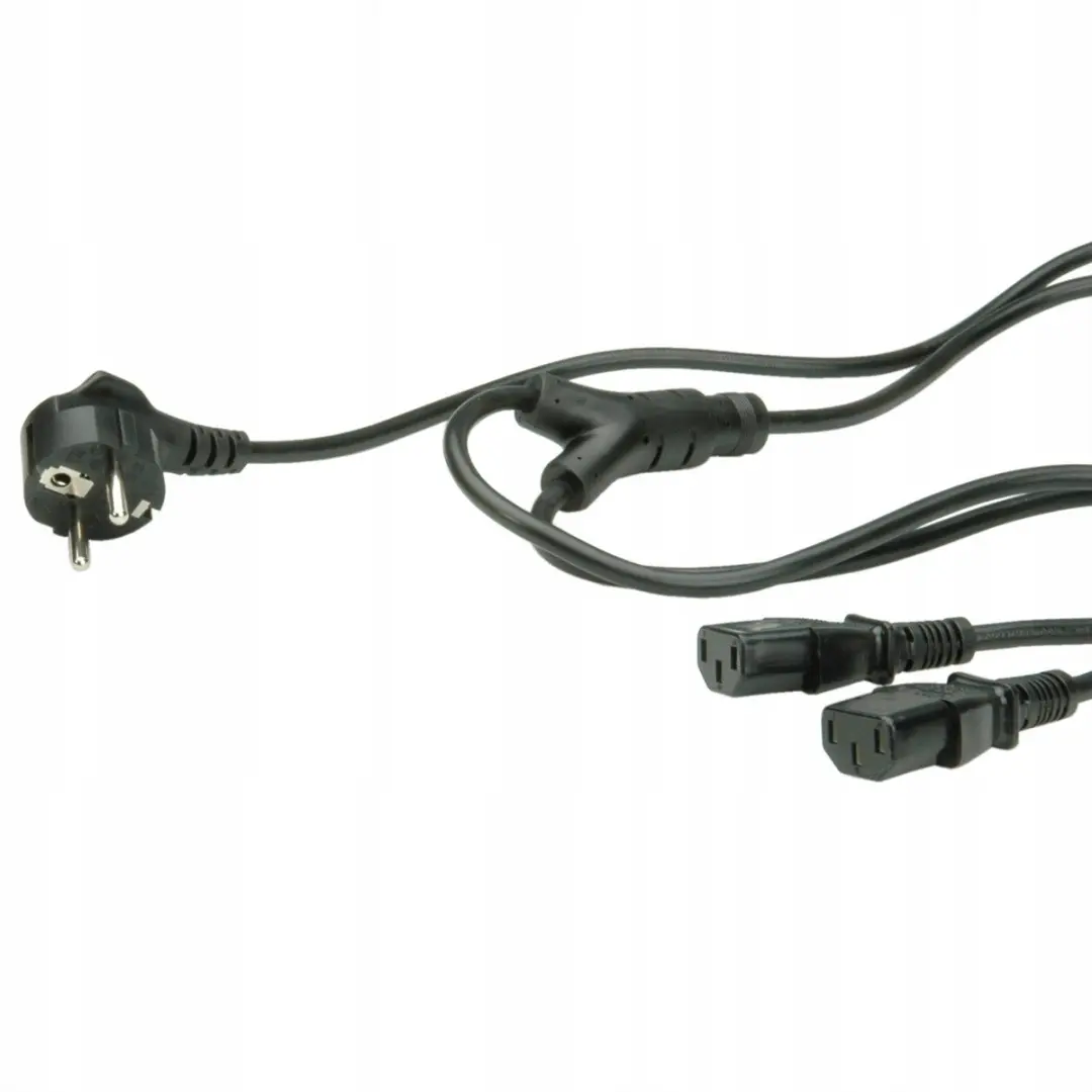 Roline Y-Voedingskabel 2x Schuko IEC C13 - Zwart 2m