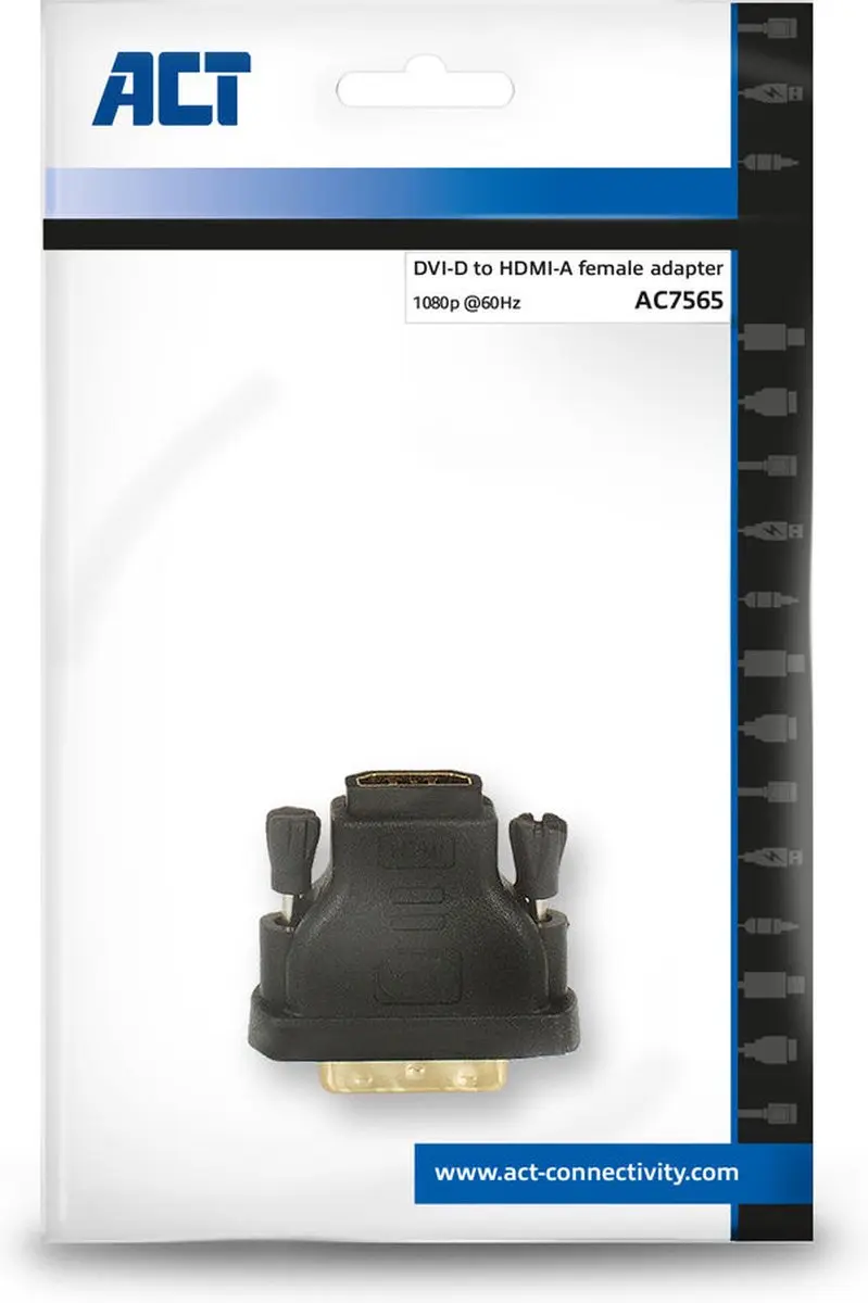 ACT AC7565 DVI-D naar HDMI Verloopadapter - Zwart