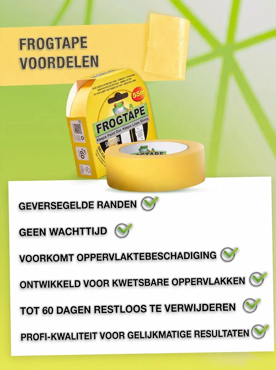 Kip Frogtape Delicate Surface Afplaktape 36mm x 55m - Geel - afbeelding 6 van 6