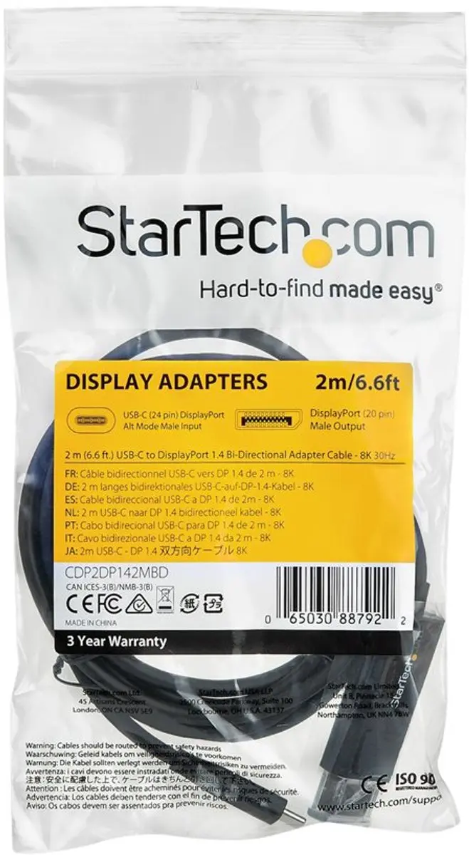 Startech USB-C naar DP 1.4 Kabel 2M