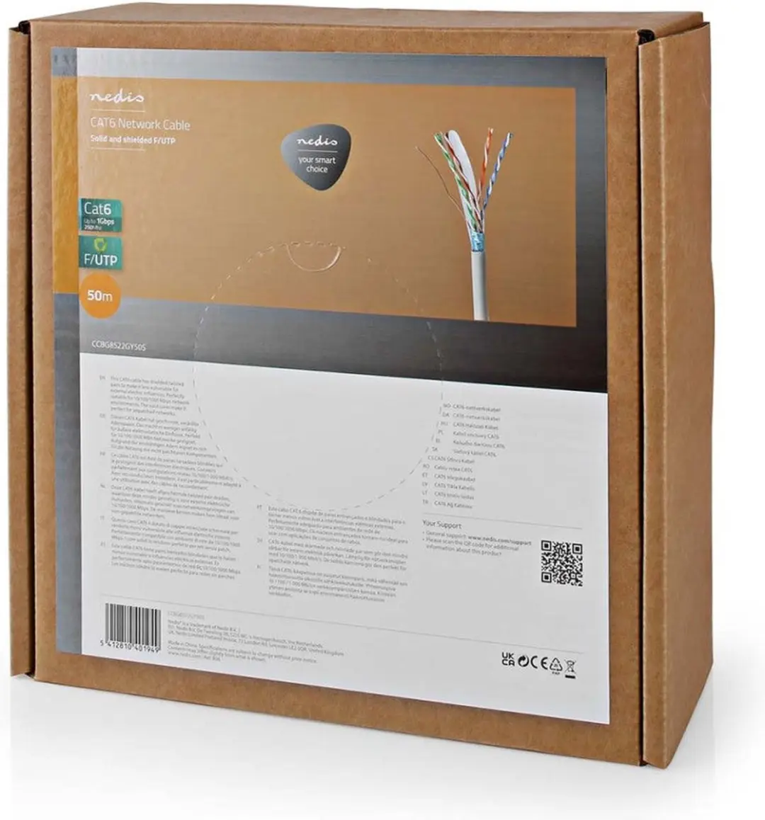 Nedis CAT6 Netwerk Kabel Rol 50m - Grijs