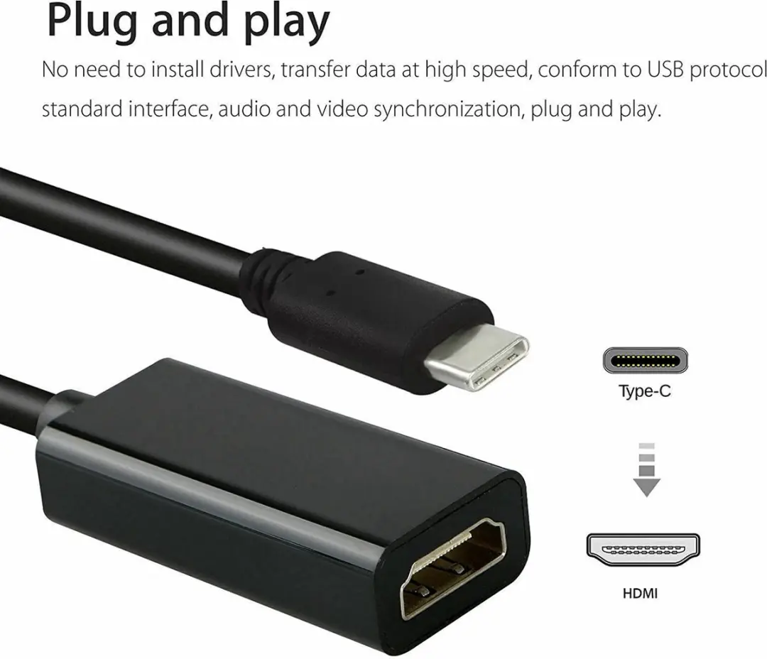 NÖRDIC USBC-N1192 USB-C naar HDMI Adapter 4K30Hz - 10cm - Zwart