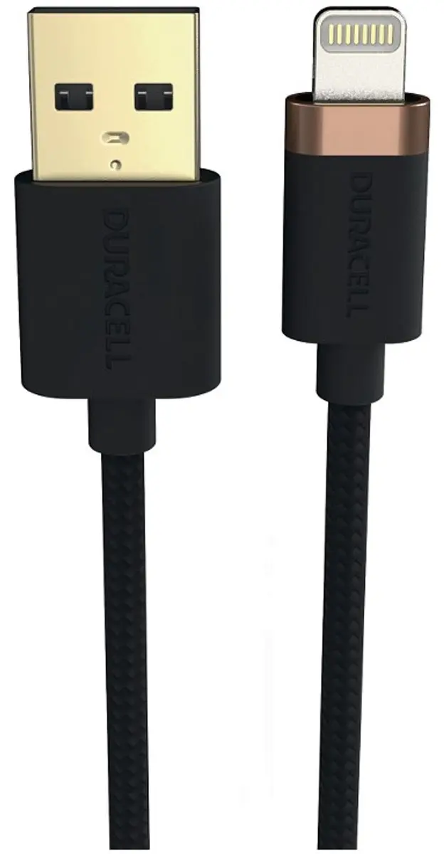 Duracell Toughened Kevlar USB-A naar Lightning Kabel 0.3m - 3A - Zwart