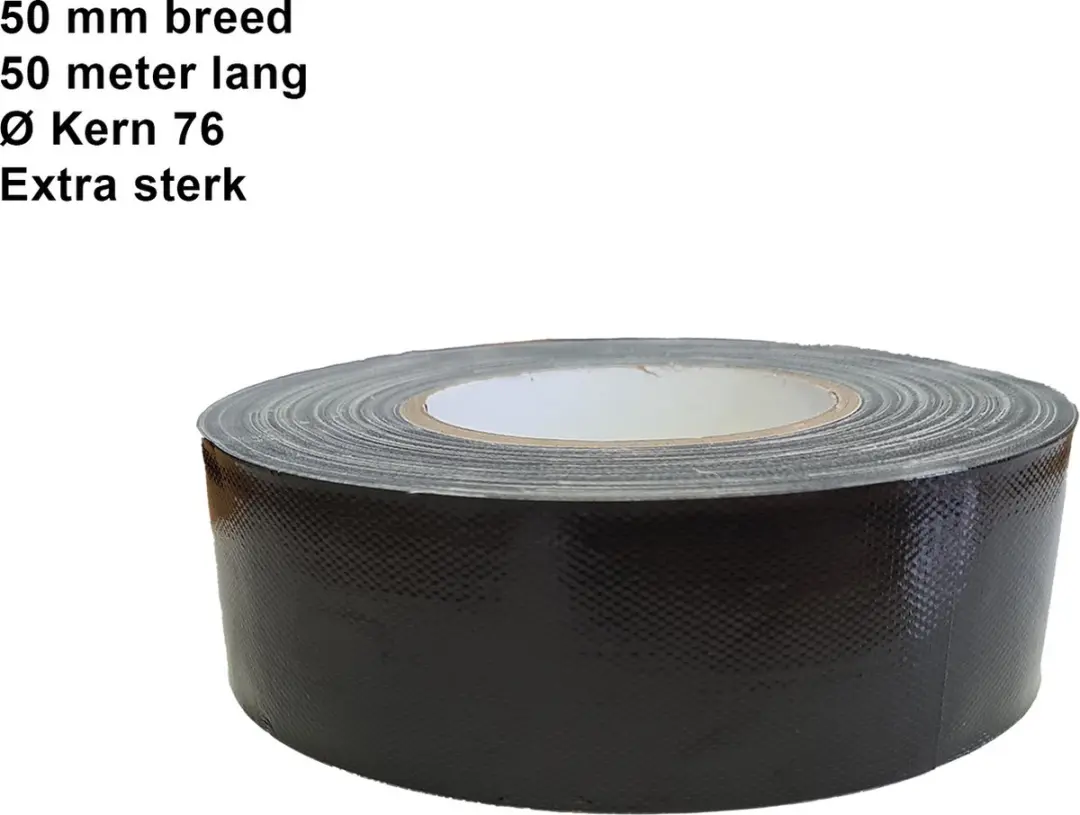 Kortpack Extra Sterke Duct-Tape 50mm x 50m - Zwart