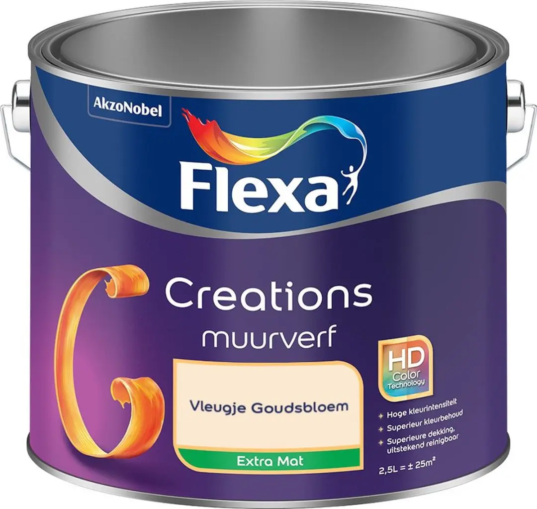 Flexa Creations Muurverf Extra Mat Vleugje Goudsbloem 2,5L