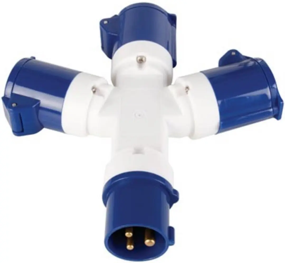 Perel Drieweg Splitter 16A 3500W CEE - Blauw