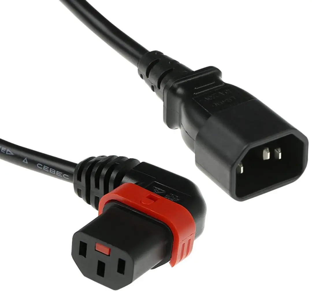 ACT PC2046 AK5271 Netsnoer C14-C13 Lock Links Haaks - 2m Zwart - afbeelding 6 van 6