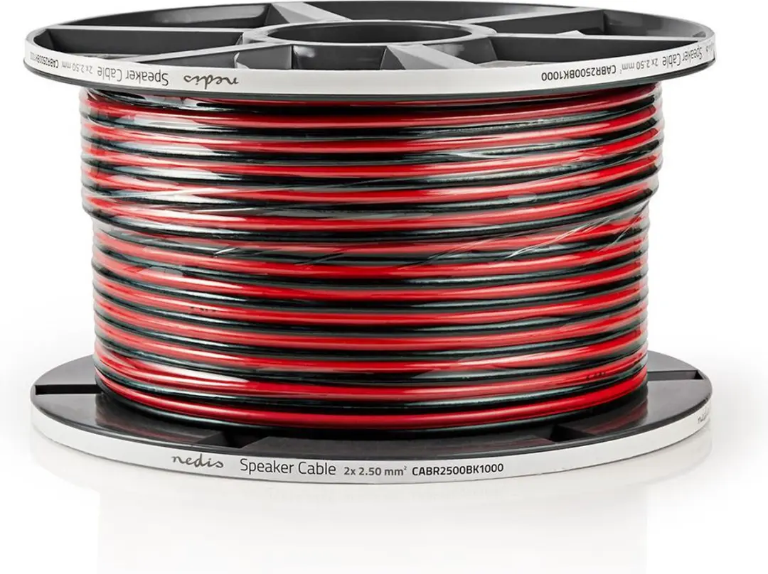 Nedis Speaker-Kabel CABR2500BK1000 2x2.50mm² - 100m - Rood/Zwart