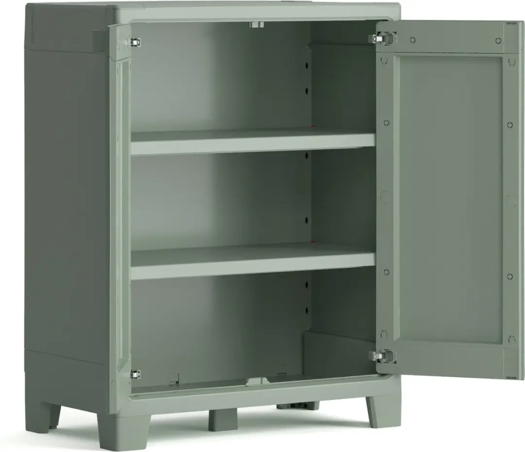 Keter Planet Outdoor Opbergkast laag - 44x80x100cm - Lichtgrijs/Zwart