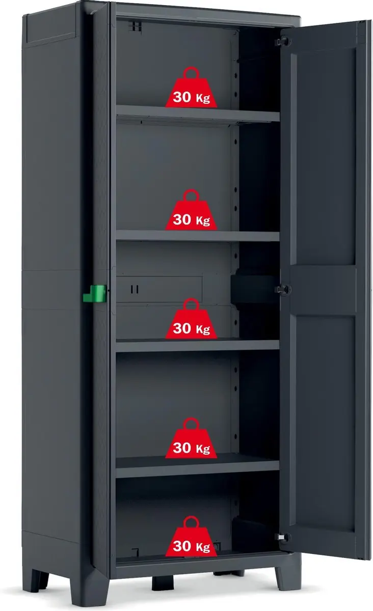 Keter Moby Hoge Kast 4 Planken 80x44x182cm - Antraciet