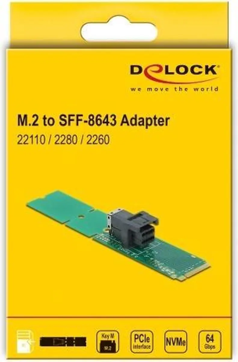 Delock M.2 Key M naar SFF-8643 NVMe Adapter 63145 - Groen