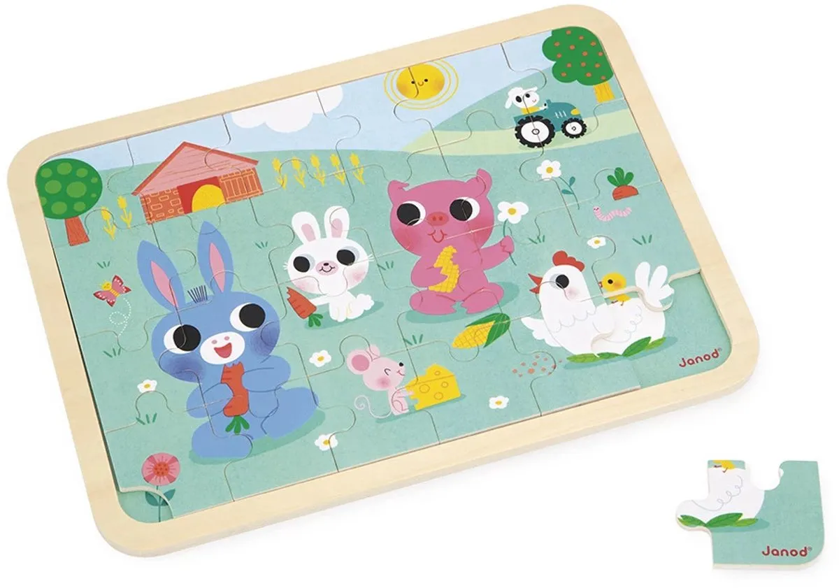Janod Op de Boerderij Houten Puzzel 24-delig