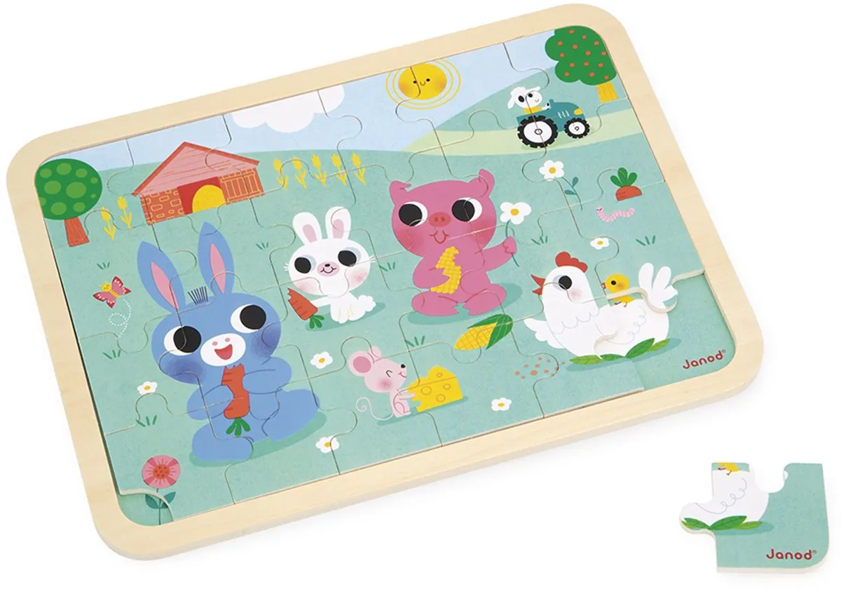 Janod Op de Boerderij Houten Puzzel 24-delig - 24 Stuks