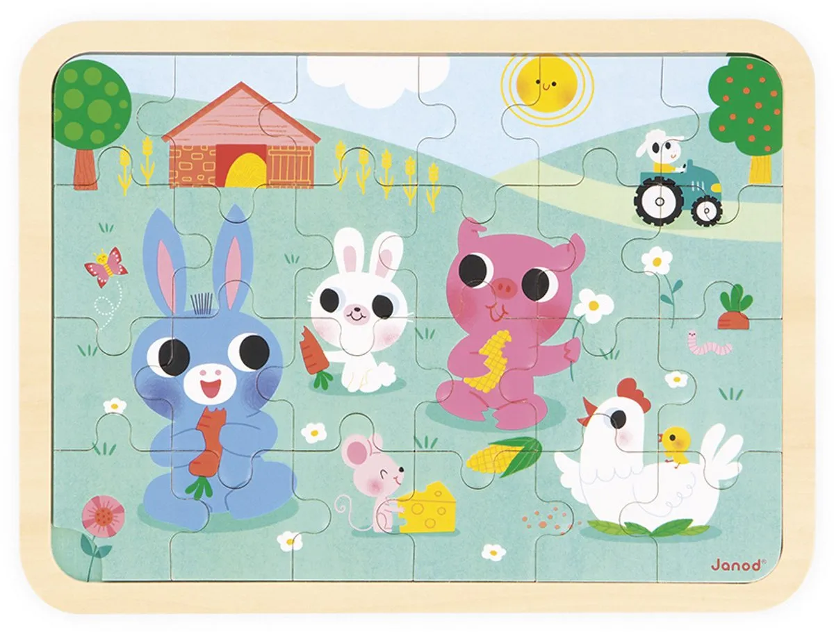 Janod Op de Boerderij Houten Puzzel 24-delig - 24 Stuks