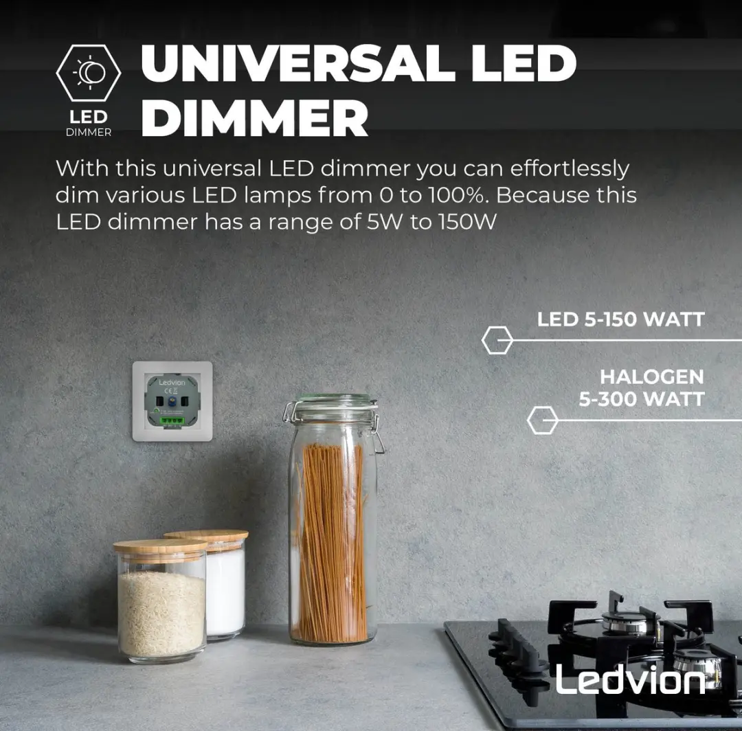 LEDVION LED Dimmer 5-150W - Universeel Wit