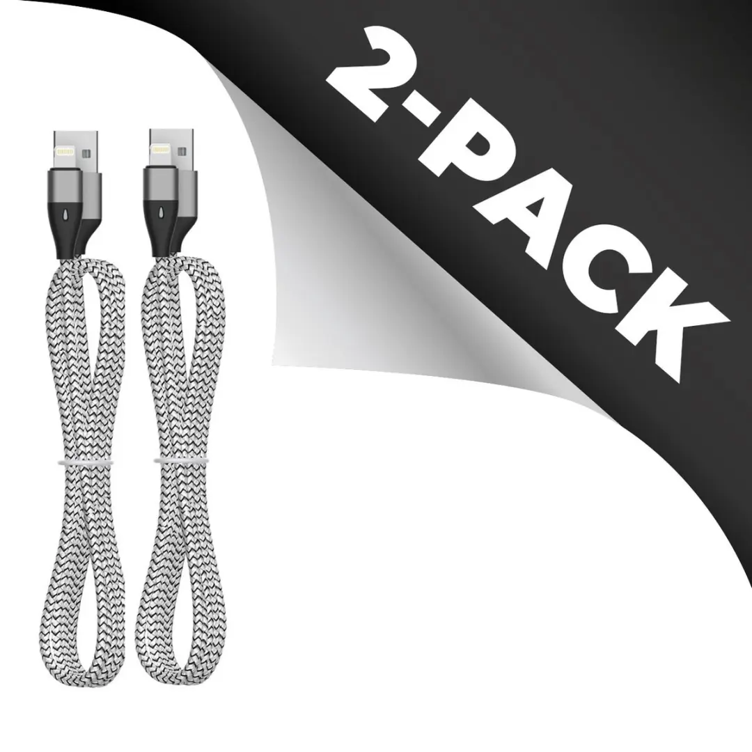 Caliber CL-UL2-2PACK Lightning USB Kabel - 2m - 2 Stuks - Zwart/Grijs
