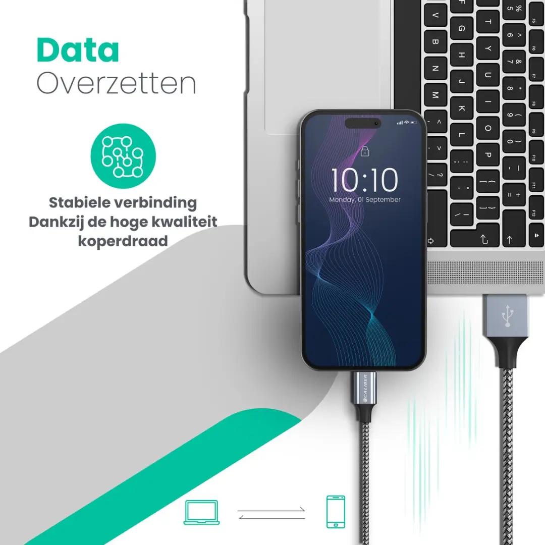 Caliber CL-UL2-2PACK Lightning USB Kabel - 2m - 2 Stuks - Zwart/Grijs