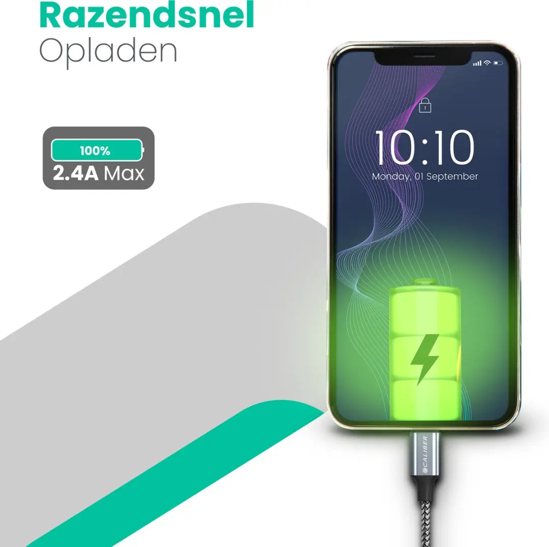 Caliber CL-UL2-2PACK Lightning USB Kabel - 2m - 2 Stuks - Zwart/Grijs