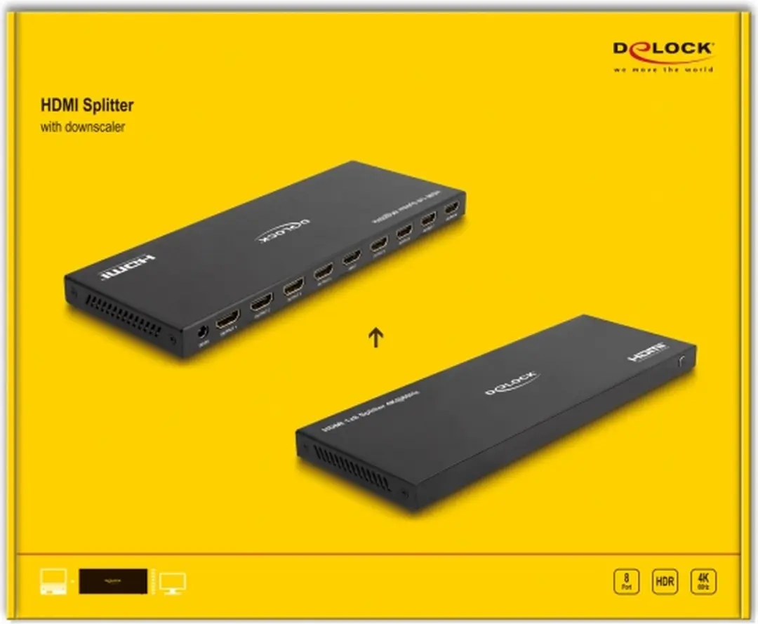 Delock HDMI Splitter 18654 - 1x8 - 4K 60Hz - Zwart