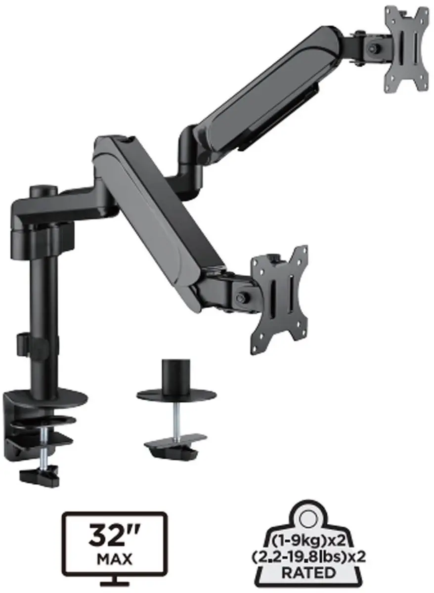 Gembird MA-DA2P-01 Monitorarm voor 2 Monitoren 17-32"