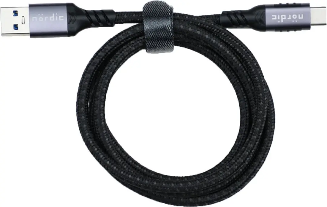 NÖRDIC USBC-N1361 USB-C naar USB-A Kabel 50cm - 60W PD - 5Gbps