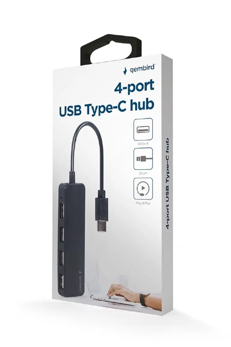 Gembird UHB-CM-U2P4-01 USB Hub 4 Poorten - Zwart