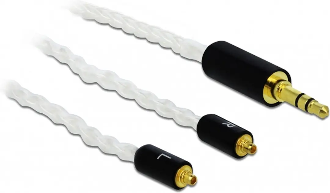 Delock 3,5mm Jack naar 2x MMCX Kabel 1,2m - Transparant