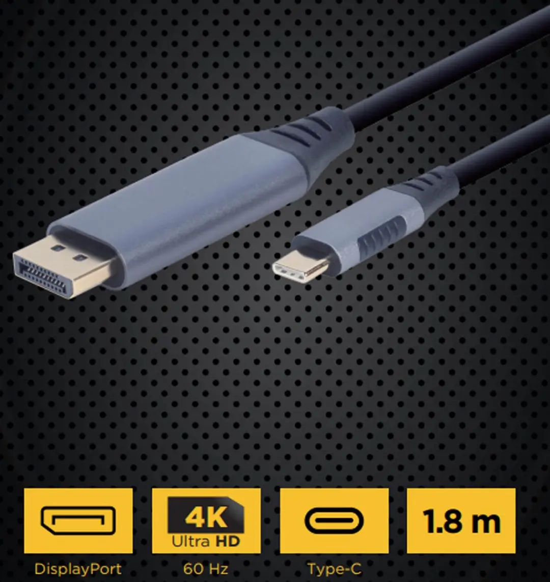 Gembird USB-C naar DisplayPort Adapterkabel 1.8m - Space Grey
