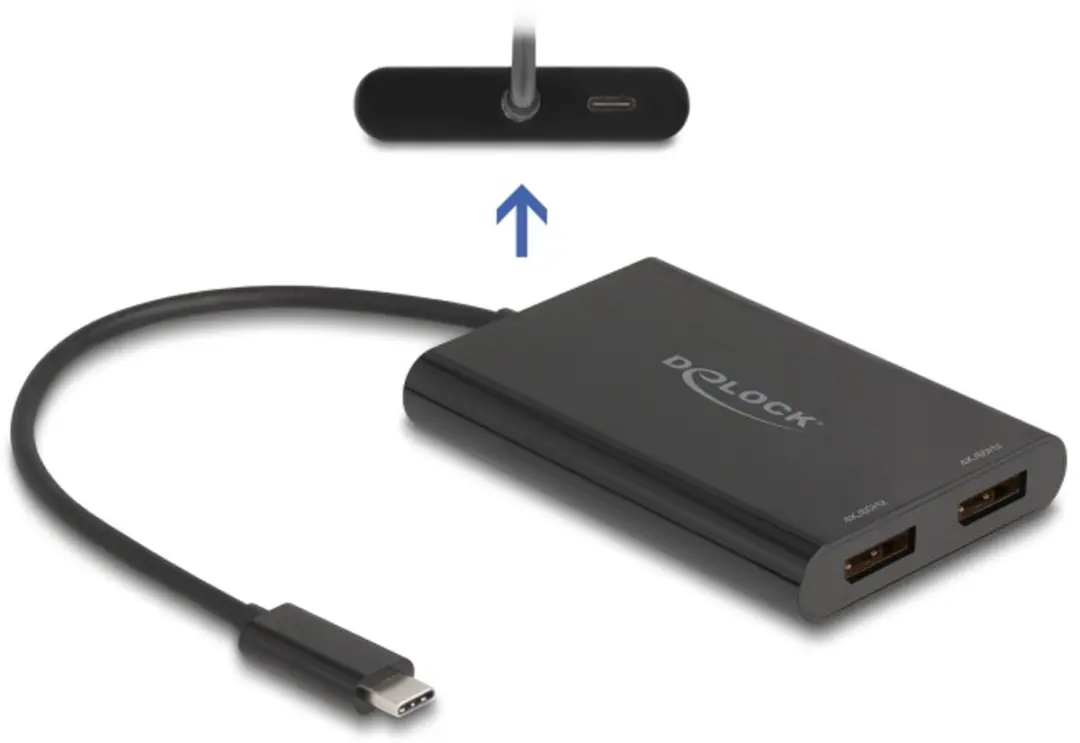 Delock USB-C naar 2x DisplayPort 4K Adapter - Zwart