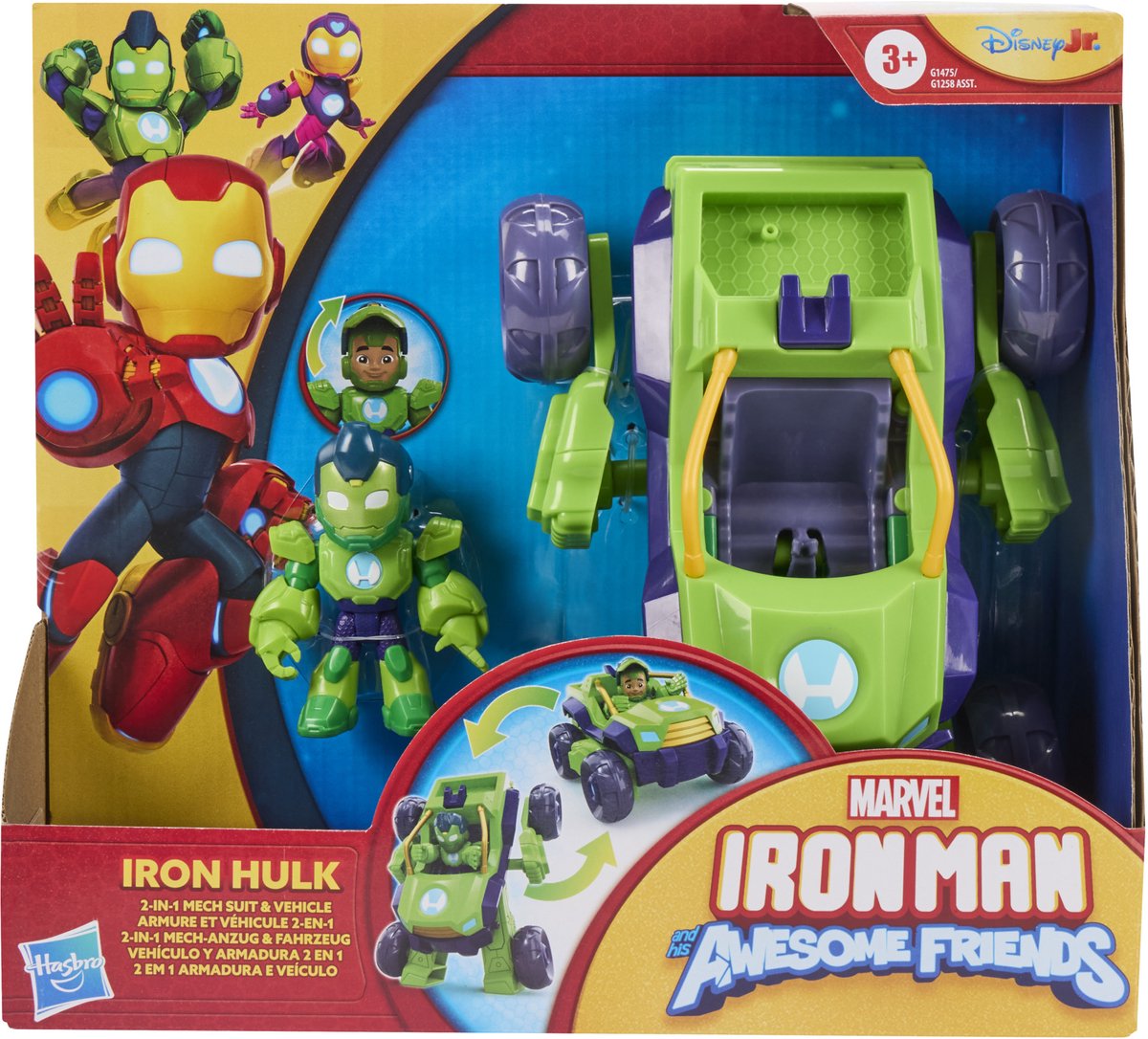 Hasbro Marvel Iron Man and His Awesome Friends - 2-in-1 mech-pak en voertuig