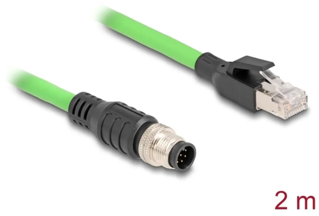 Delock M12 8-pins A-gecodeerd Industriële Netwerkkabel CAT5e 2m - Groen