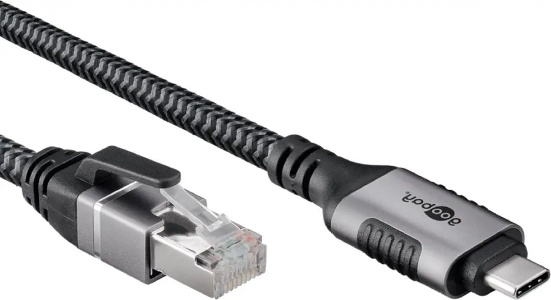 Goobay USB-C naar RJ45 Gigabit Ethernet Kabel 3m - Zwart/Grijs