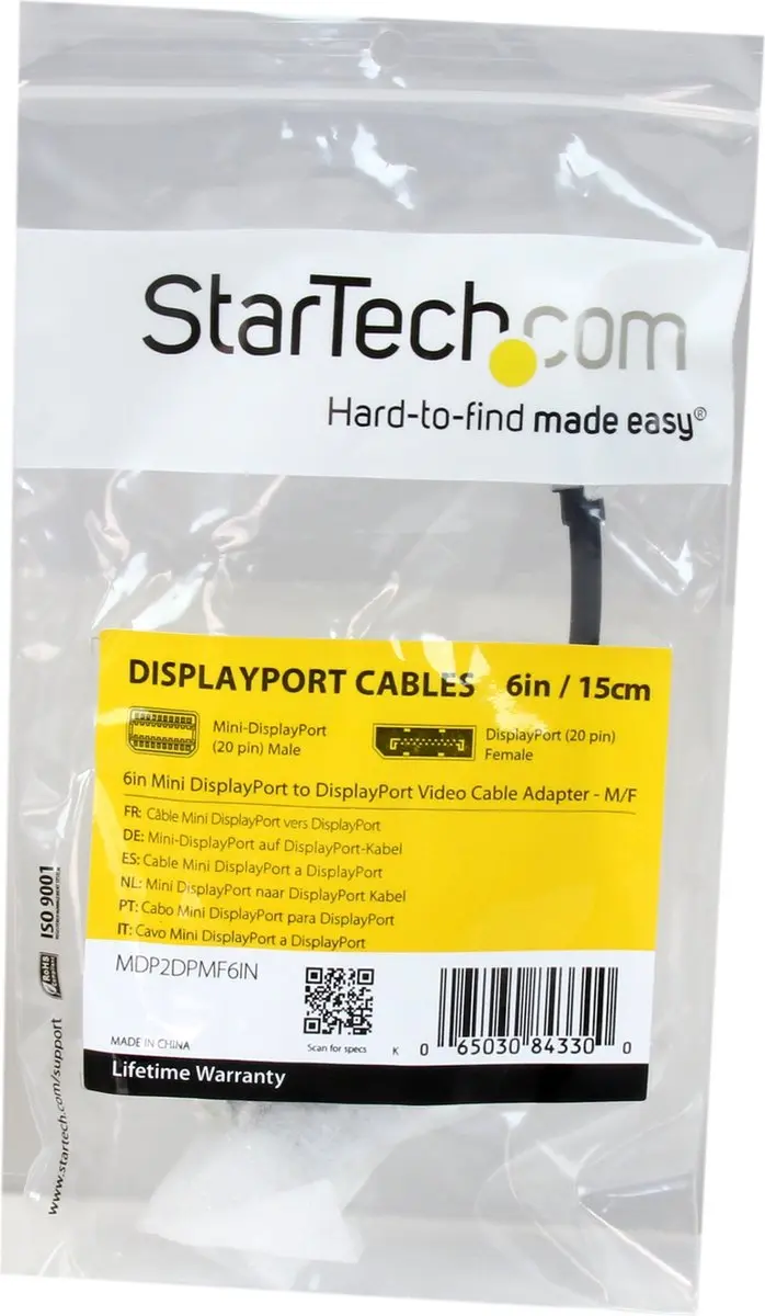 Startech Mini DisplayPort naar DisplayPort Kabel 15cm M/F - Zwart