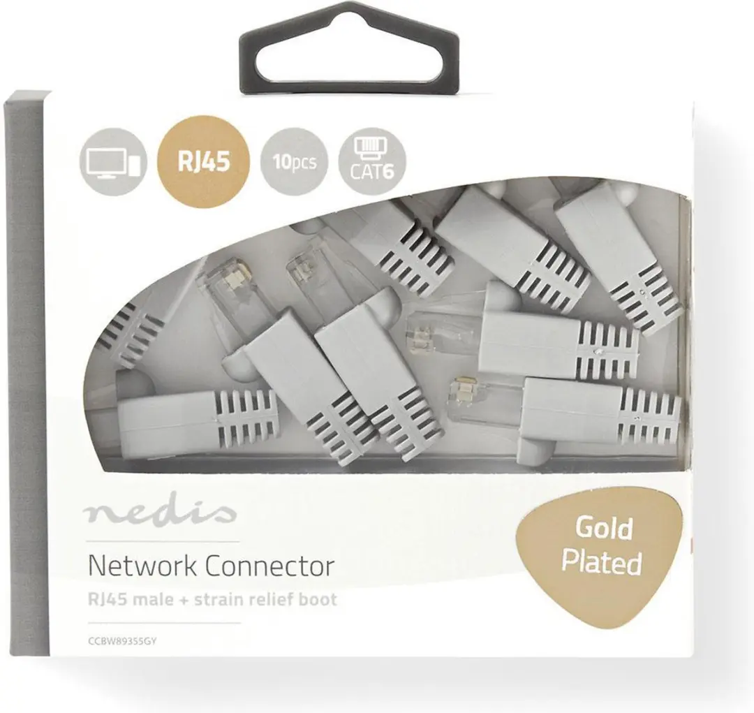 Nedis RJ45-connector CAT6 Male Verguld - 10 Stuks